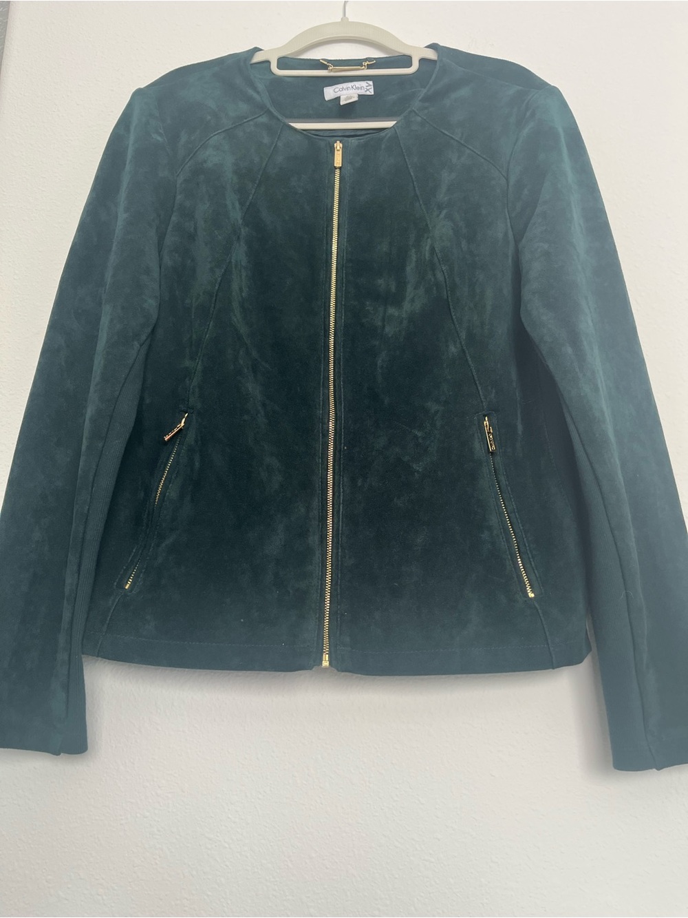 Calvin Klein Dark Green Suede Zip Jacket